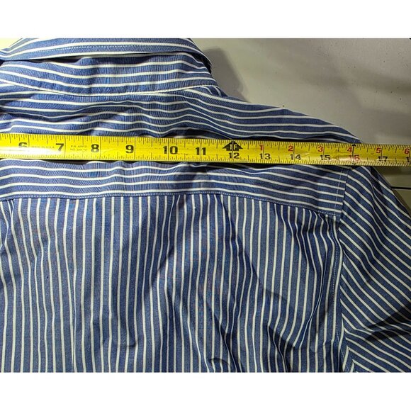 Talbots Blue White Striped Button-Down Shirt Womens Sz14 Paisley Cuff nautical - Picture 4 of 6